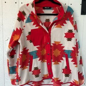 Blue B Aztec Soft oversized Sweater Jacket Size Small